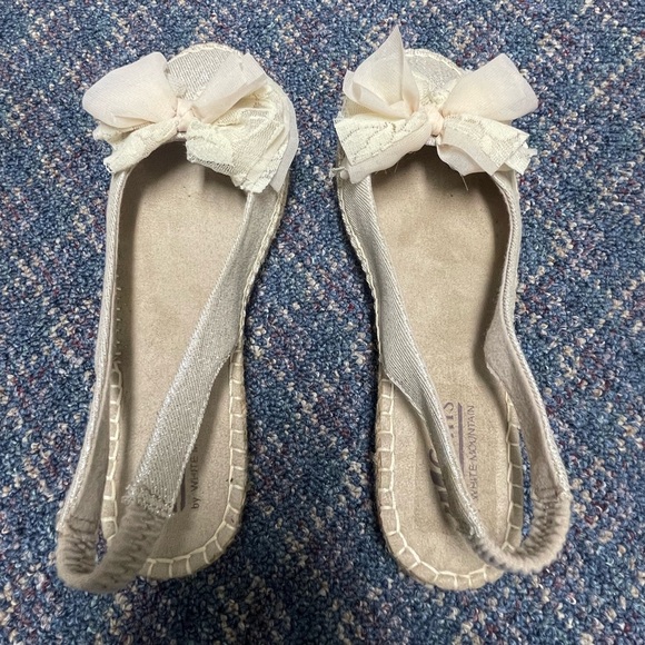 Preloved Cliffs by White Mountain Bow Espadrilles Slingback Sz 7M Gold Tan Beige - Picture 3 of 11